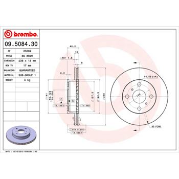discos de freno coche - Disco de freno BREMBO 09508430