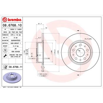 discos de freno coche - Disco de freno BREMBO 08676810