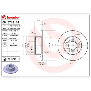 discos de freno coche - Disco de freno BREMBO 08574314