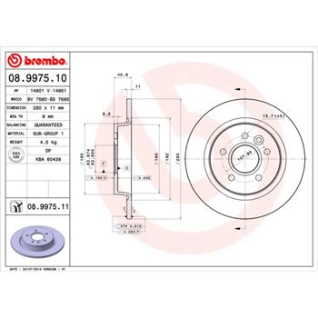 discos de freno coche - Disco de freno BREMBO 08997510