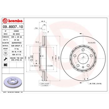 discos de freno coche - Disco de freno BREMBO 09893710
