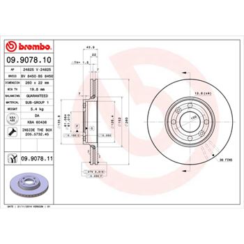 discos de freno coche - Disco de freno BREMBO 09907810