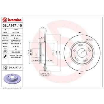 discos de freno coche - Disco de freno BREMBO 08A14710