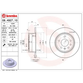 discos de freno coche - Disco de freno BREMBO 08492710