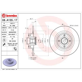 discos de freno coche - Disco de freno BREMBO 08A13517