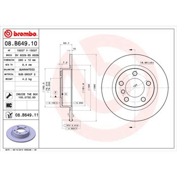 discos de freno coche - Disco de freno BREMBO 08B64910