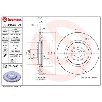 discos de freno coche - Disco de freno BREMBO 09684321
