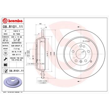discos de freno coche - Disco de freno BREMBO 08R10111
