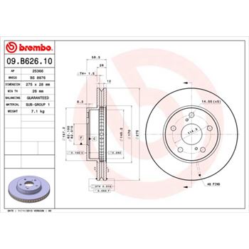 discos de freno coche - Disco de freno BREMBO 09B62610
