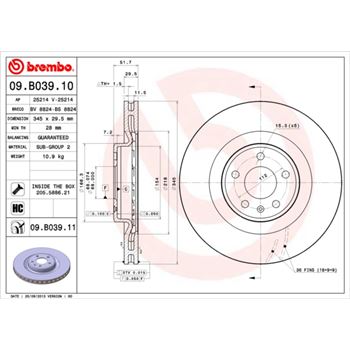discos de freno coche - Disco de freno BREMBO 09B03910