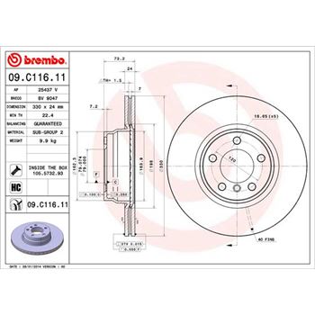 discos de freno coche - Disco de freno BREMBO 09C11611