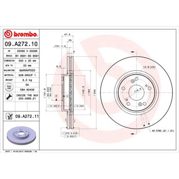 discos de freno coche - Disco de freno BREMBO 09A27210