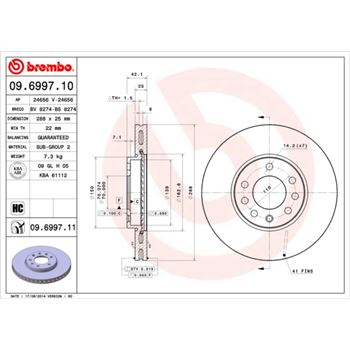 discos de freno coche - Disco de freno BREMBO 09699710