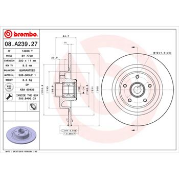 discos de freno coche - Disco de freno BREMBO 08A23927