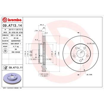 discos de freno coche - Disco de freno BREMBO 09A71314