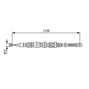 palancas cables frenado - Cable de accionamiento, freno de estacionamiento BOSCH 1987477211