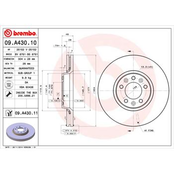 discos de freno coche - Disco de freno BREMBO 09A43010