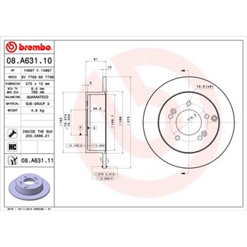 discos de freno coche - Disco de freno BREMBO 08A63110