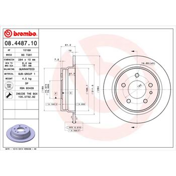 discos de freno coche - Disco de freno BREMBO 08448710