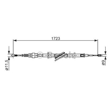 palancas cables frenado - Cable de accionamiento, freno de estacionamiento BOSCH 1987477686