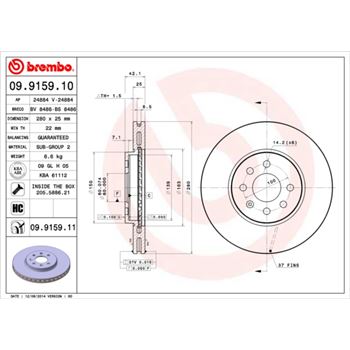 discos de freno coche - Disco de freno BREMBO 09915910