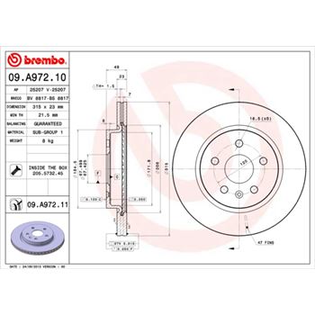 discos de freno coche - Disco de freno BREMBO 09A97210