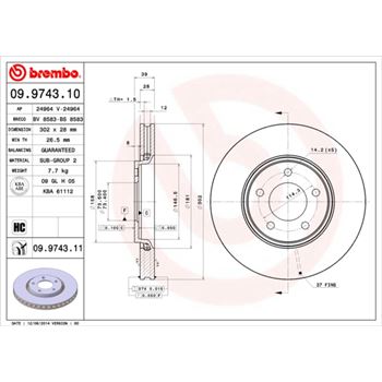 discos de freno coche - Disco de freno BREMBO 09974310