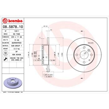 discos de freno coche - Disco de freno BREMBO 08587810