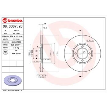discos de freno coche - Disco de freno BREMBO 08306720