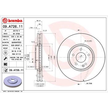 discos de freno coche - Disco de freno BREMBO 09A72611