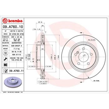 discos de freno coche - Disco de freno BREMBO 09A76010