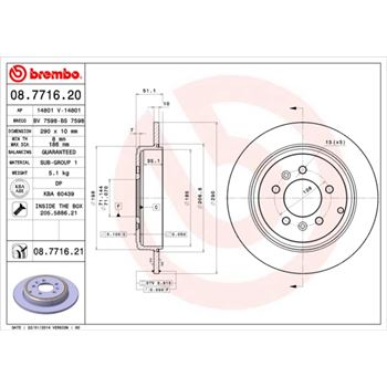 discos de freno coche - Disco de freno BREMBO 08771620
