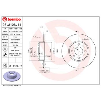 discos de freno coche - Disco de freno BREMBO 08312614