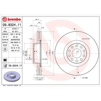 discos de freno coche - Disco de freno BREMBO 09832411