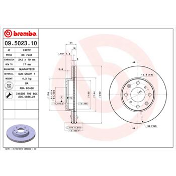 discos de freno coche - Disco de freno BREMBO 09502310