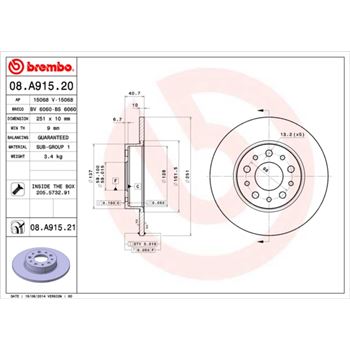 discos de freno coche - Disco de freno BREMBO 08A91520