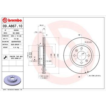 discos de freno coche - Disco de freno BREMBO 09A86710