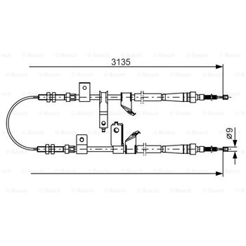 palancas cables frenado - Cable de accionamiento, freno de estacionamiento BOSCH 1987482088