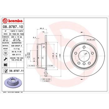 discos de freno coche - Disco de freno BREMBO 08978710