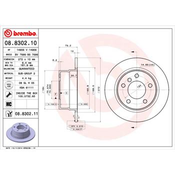 discos de freno coche - Disco de freno BREMBO 08830210