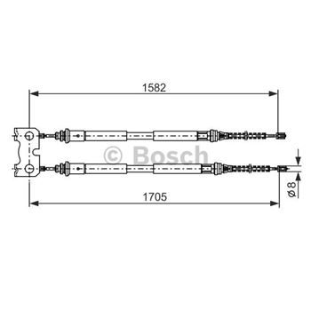 palancas cables frenado - Cable de accionamiento, freno de estacionamiento BOSCH 1987477834