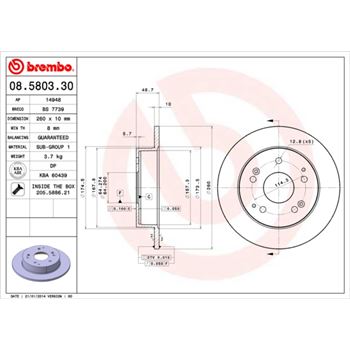 discos de freno coche - Disco de freno BREMBO 08580330