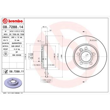 discos de freno coche - Disco de freno BREMBO 08728814