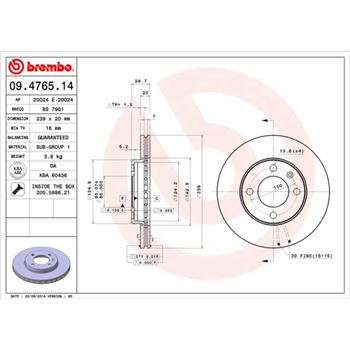 discos de freno coche - Disco de freno BREMBO 09476514