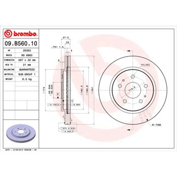 discos de freno coche - Disco de freno BREMBO 09B56010