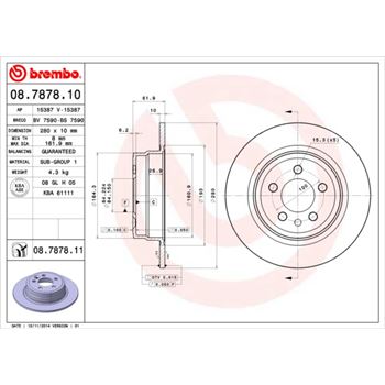 discos de freno coche - Disco de freno BREMBO 08787810