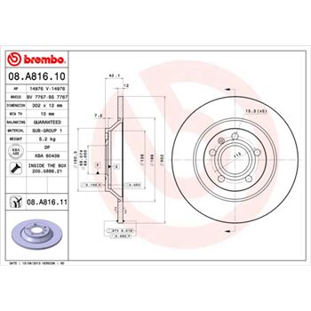 discos de freno coche - Disco de freno BREMBO 08A81610