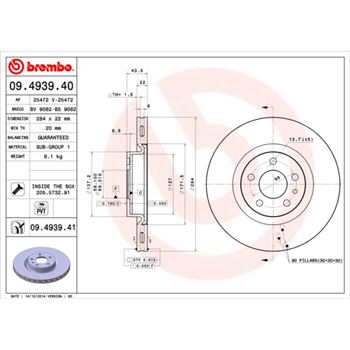 discos de freno coche - Disco de freno BREMBO 09493940