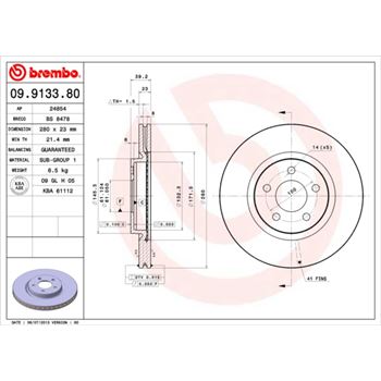 discos de freno coche - Disco de freno BREMBO 09913380