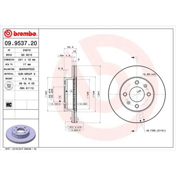 discos de freno coche - Disco de freno BREMBO 09953720